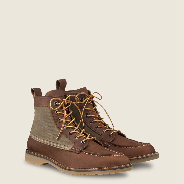 Red Wing Heritage Boots Weekender Canvas Moc - 6-inchr Rough & Tough Leather - Brown - Mens LXE65917